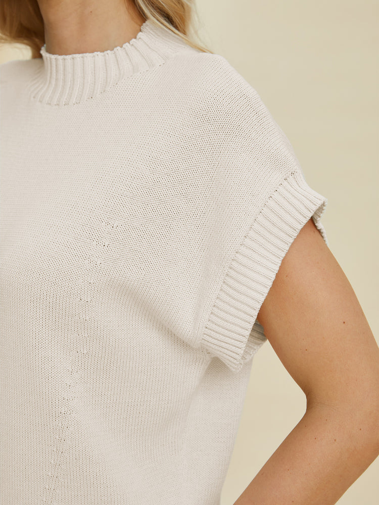Double Take Full Size Mock Neck Short Sleeve Sweater - MyEmpired