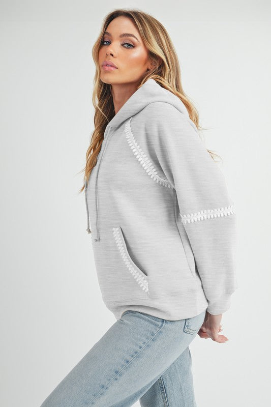Aemi + Co Lace Detail Drawstring Hoodie with Kangaroo Pocket - MyEmpired