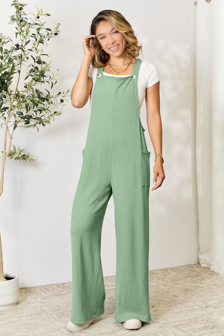 Double Take Full Size Wide Strap Overall with Pockets - MyEmpired