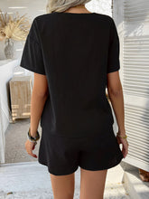 Devine Tied V-Neck Short Sleeve Top and Shorts Set - MyEmpired