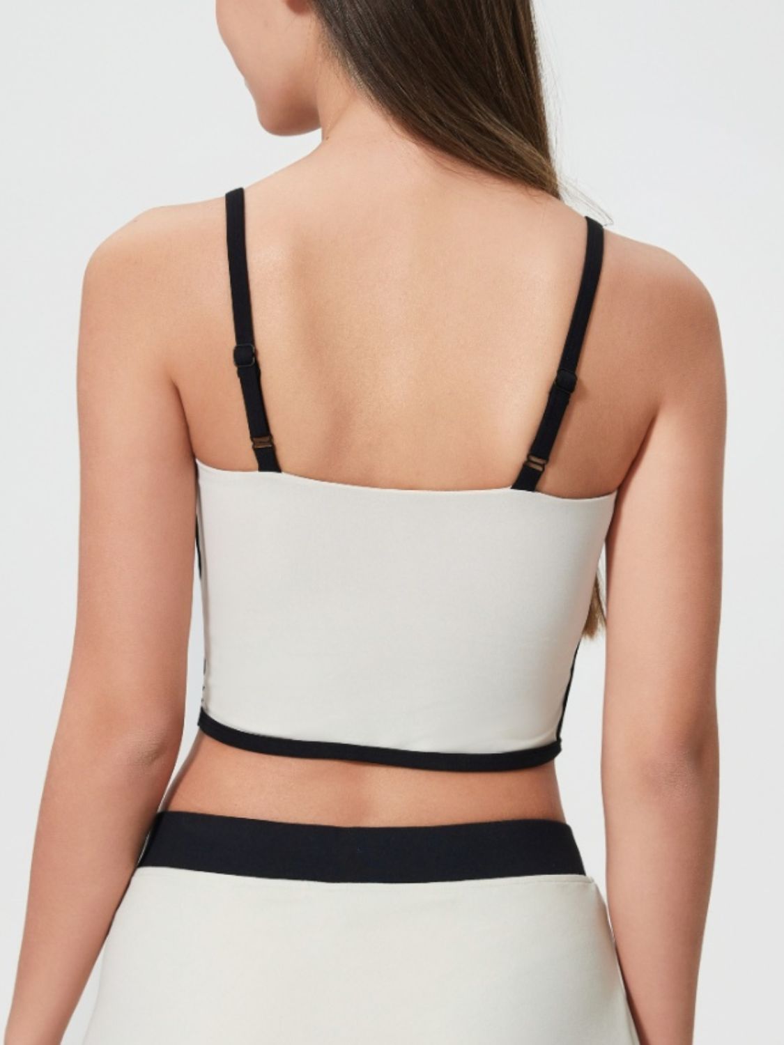 Millennia Contrast Trim Square Neck Active Cami with Detachable Chest Pads - MyEmpired