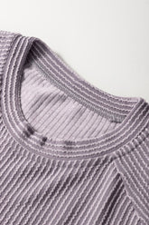 Corded Knit Short Sleeve T-Shirt and Wide Leg Pants Set - MyEmpired