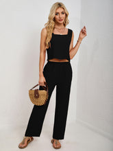 Square Neck Tank and Wide Leg Pants Set - MyEmpired