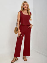 Square Neck Tank and Wide Leg Pants Set - MyEmpired