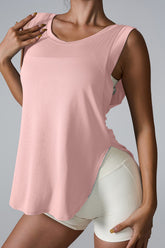 Slit Round Neck Active Tank - MyEmpired