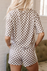 Checkered Round Neck Top and Shorts Set - MyEmpired