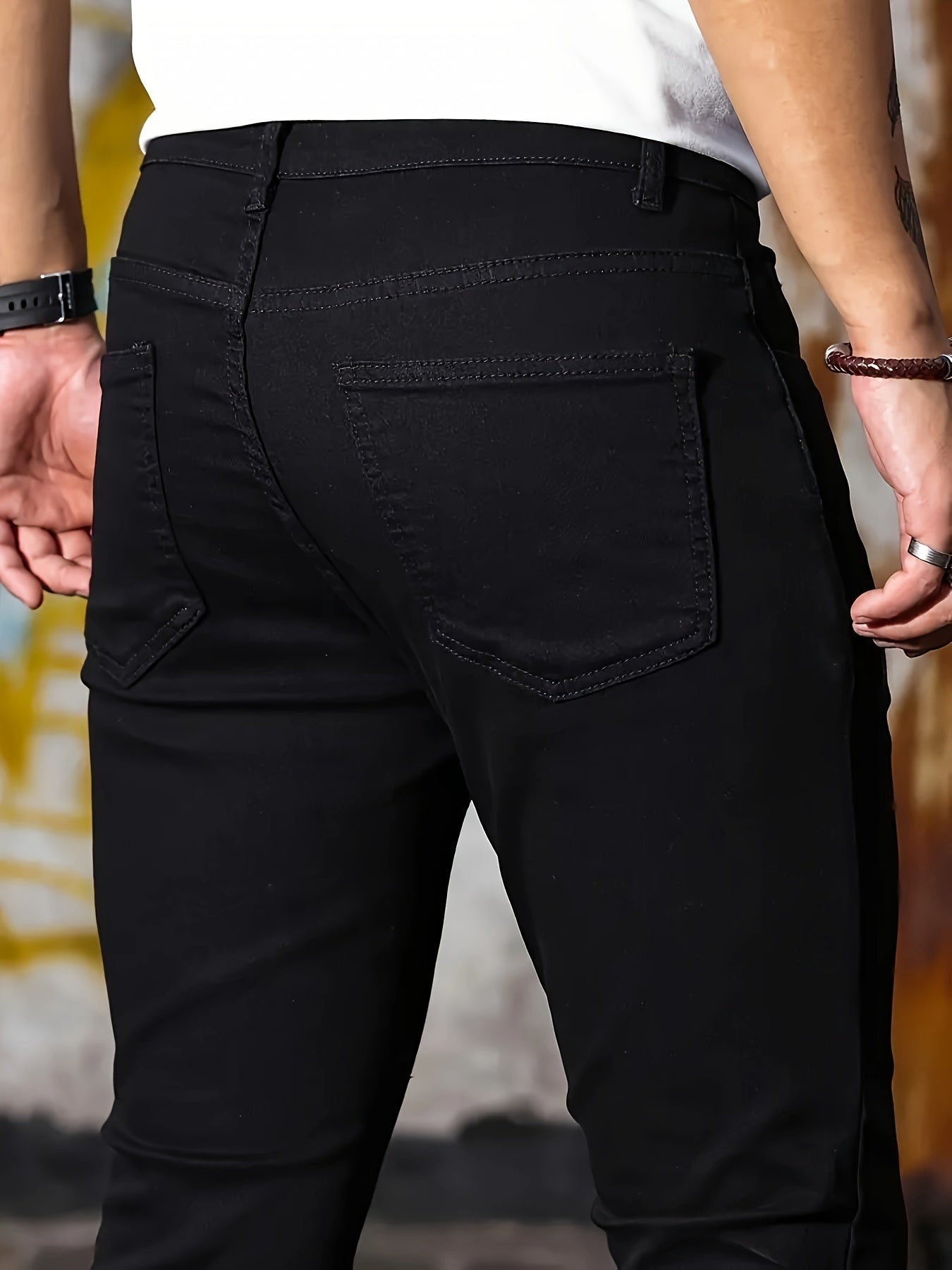 Solid Slim Fit Denim Pants For Males, Stylish Casual Jeans For Men - MyEmpired