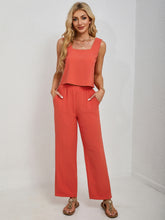 Square Neck Tank and Wide Leg Pants Set - MyEmpired