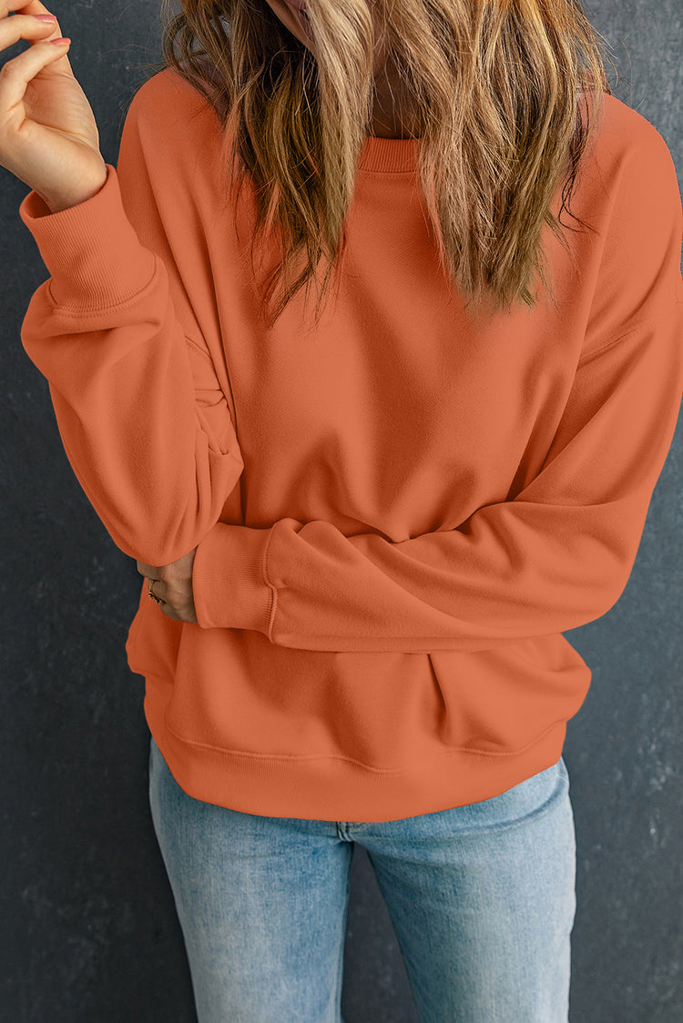 Round Neck Dropped Shoulder Sweatshirt - MyEmpired