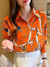 Graphic Print Button Front Shirt, Casual Long Sleeve Shirt For Spring, Women&