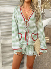 Devine Tie Front Contrast Plaid Shirt and Shorts Set - MyEmpired