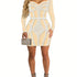 Rhinestone Sweetheart Neck Bodycon Dress, Sexy Mesh Long Sleeve Dress For Spring & Summer, Women&