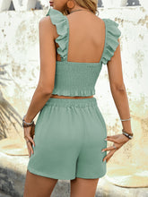 Smocked Cropped Cami and Shorts Set - MyEmpired