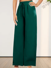 Solid Color Wide Leg Pants, Casual High Drawstring Waist Loose Pants For Spring & Summer, Women&