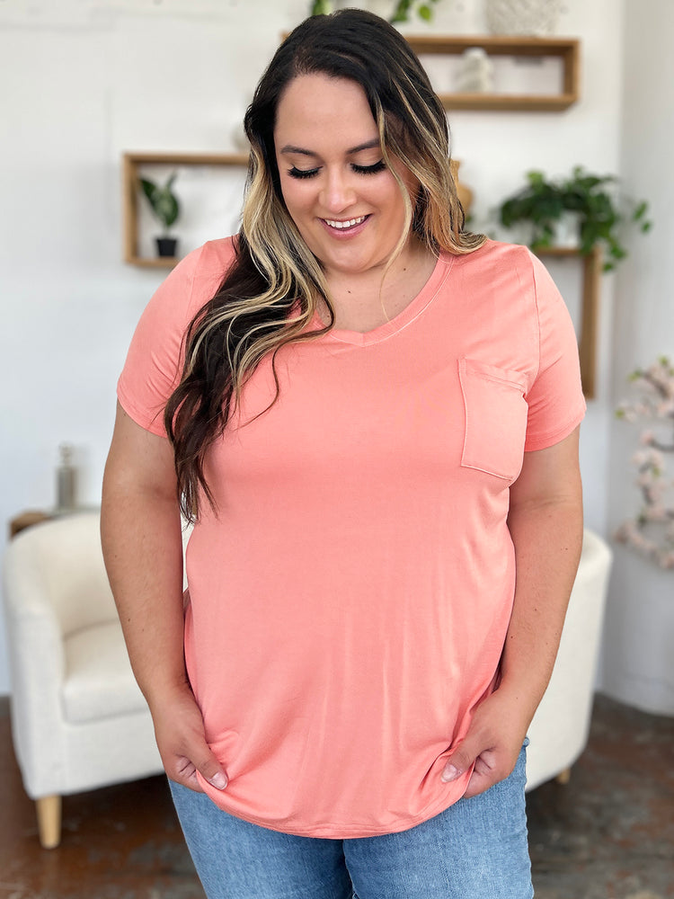 Basic Bae Bamboo Full Size V-Neck Short Sleeve T-Shirt - MyEmpired
