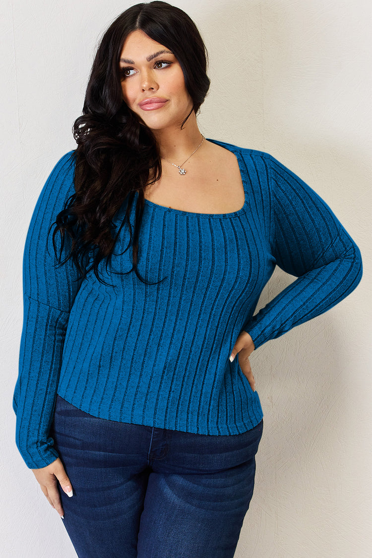 Basic Bae Full Size Ribbed Long Sleeve T-Shirt - MyEmpired