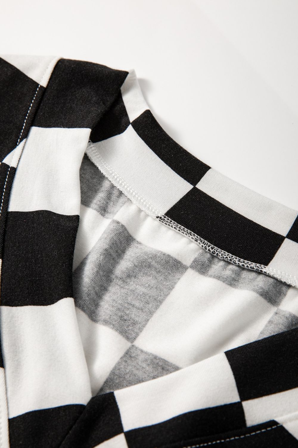 Checkerboard V Neck Loose Tee and Shorts Set - MyEmpired