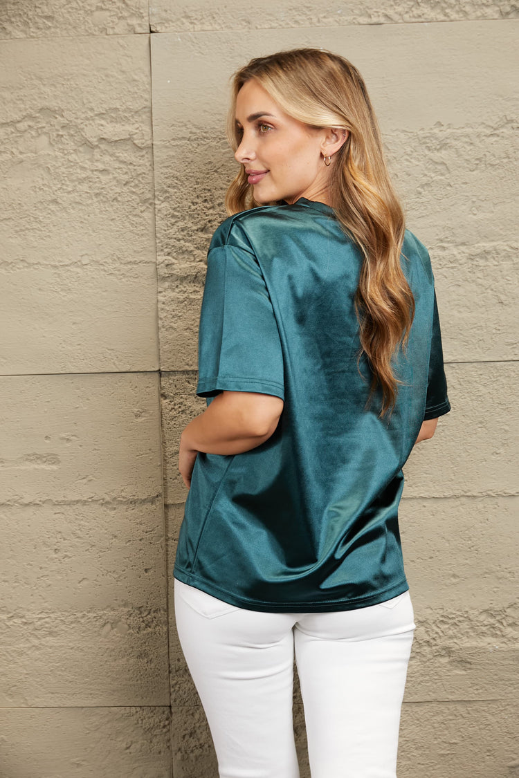 Round Neck Dropped Shoulder Top - MyEmpired