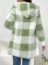 Plaid Long Sleeve Hooded Coat - MyEmpired