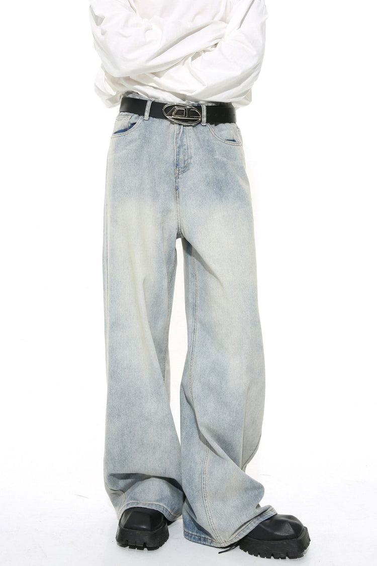 Washed Straight Leg Jeans - MyEmpired