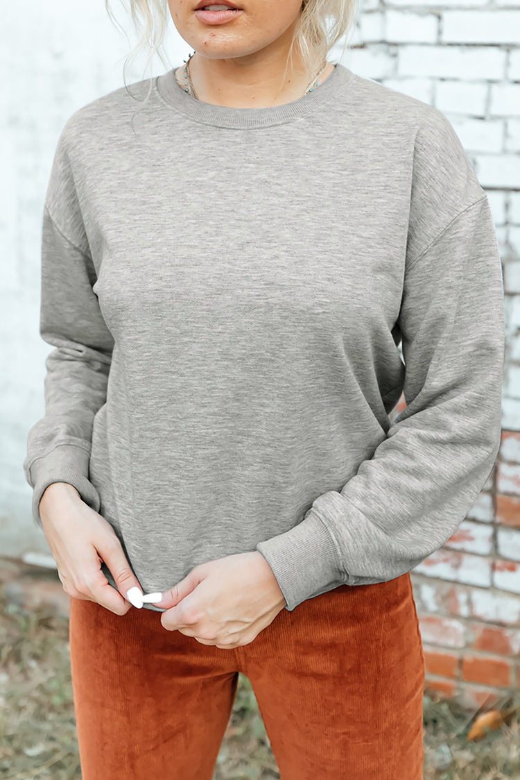 Round Neck Dropped Shoulder Sweatshirt - MyEmpired