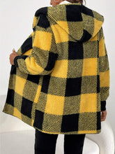 Plaid Long Sleeve Hooded Coat - MyEmpired
