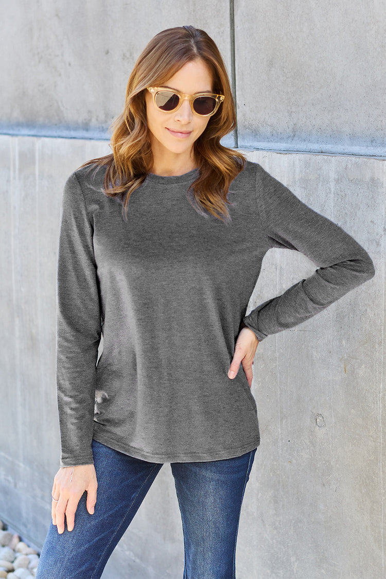Basic Bae Full Size Round Neck Long Sleeve Top - MyEmpired
