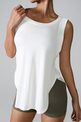 Slit Round Neck Active Tank - MyEmpired