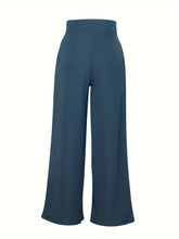 Solid Color Wide Leg Pants, Casual Pleated Loose Pants For Spring & Summer, Women&