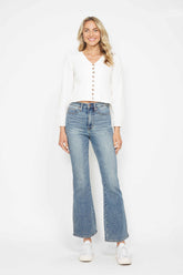 Judy Blue Full Size Tummy Control Back Embroidered Pocketed Bootcut Jeans Plus Size - MyEmpired