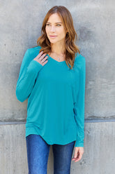 Basic Bae Full Size V-Neck Long Sleeve Top - MyEmpired
