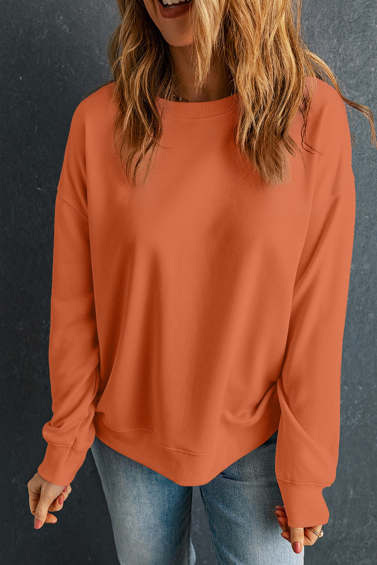 Round Neck Dropped Shoulder Sweatshirt - MyEmpired