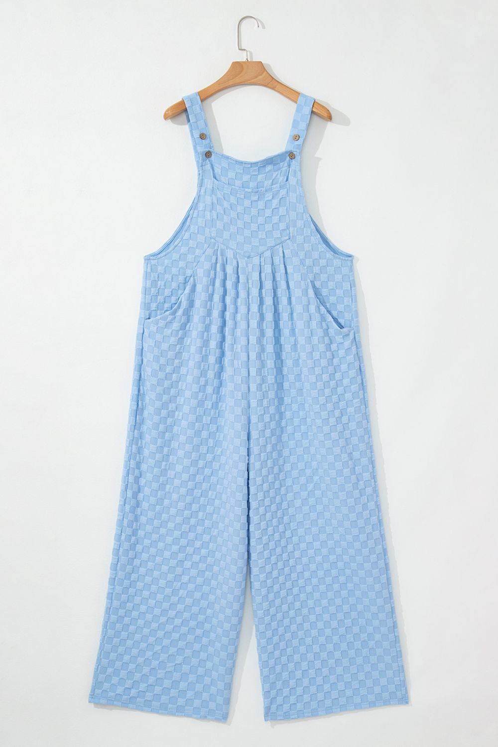 Checkered Pocketed Wide Leg Overalls - MyEmpired