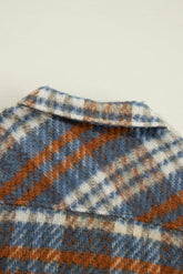 Plaid Collared Neck Jacket with Chest Pockets - MyEmpired