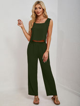 Square Neck Tank and Wide Leg Pants Set - MyEmpired