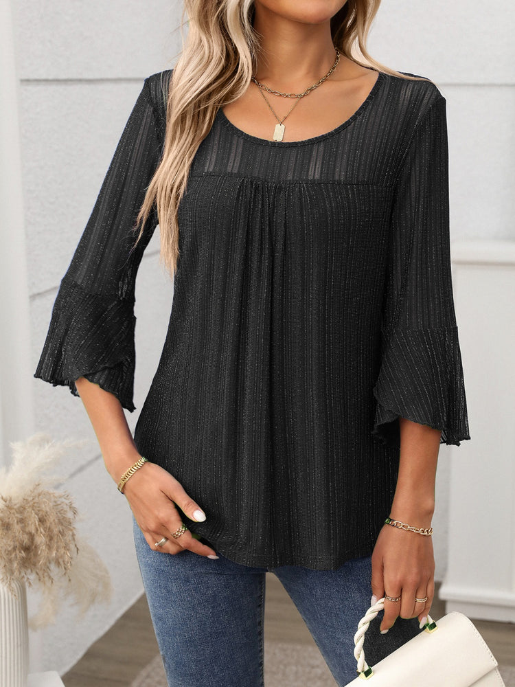 Round Neck Three-Quarter Sleeve Top - MyEmpired