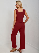 Square Neck Tank and Wide Leg Pants Set - MyEmpired
