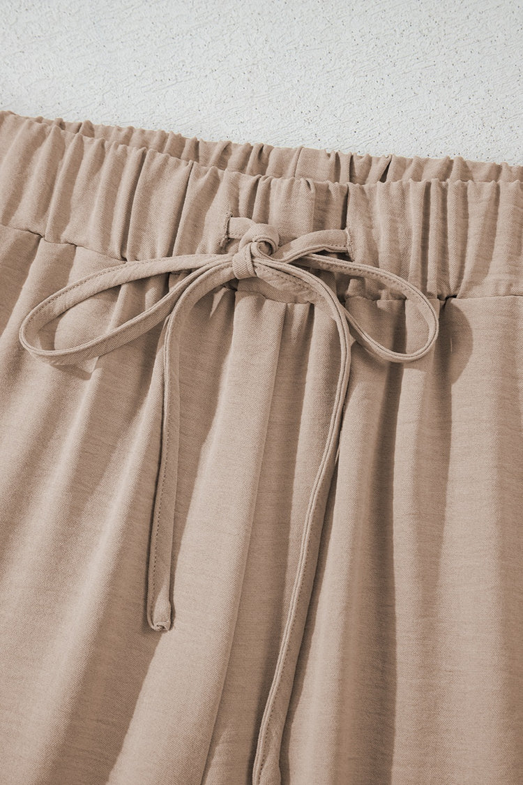 Button Down Vest and Drawstring Wide Leg Pants Set - MyEmpired