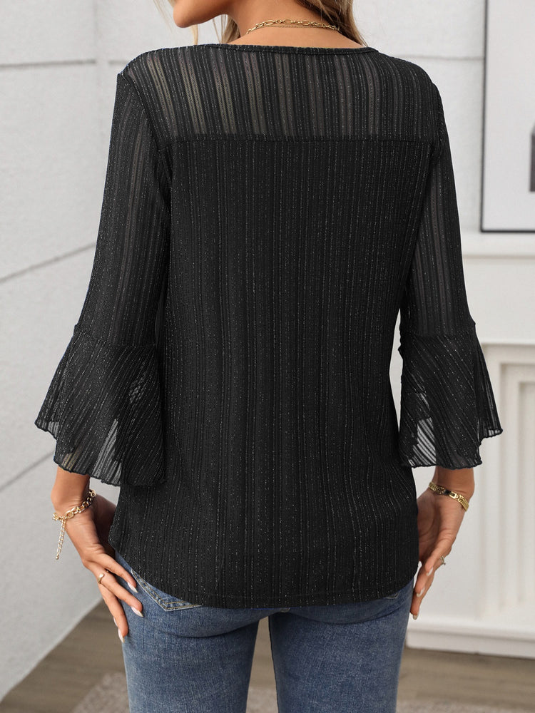 Round Neck Three-Quarter Sleeve Top - MyEmpired