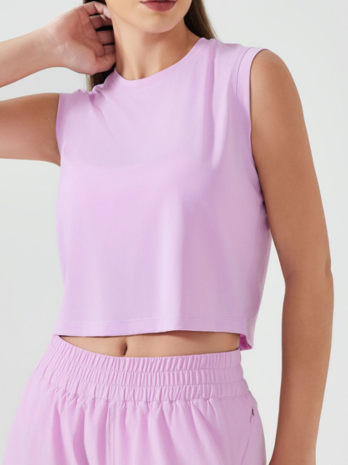 Millennia Round Neck Cropped Active Tank - MyEmpired