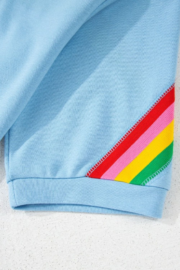 Rainbow Collared Short Sleeve Top and Shorts Set - MyEmpired