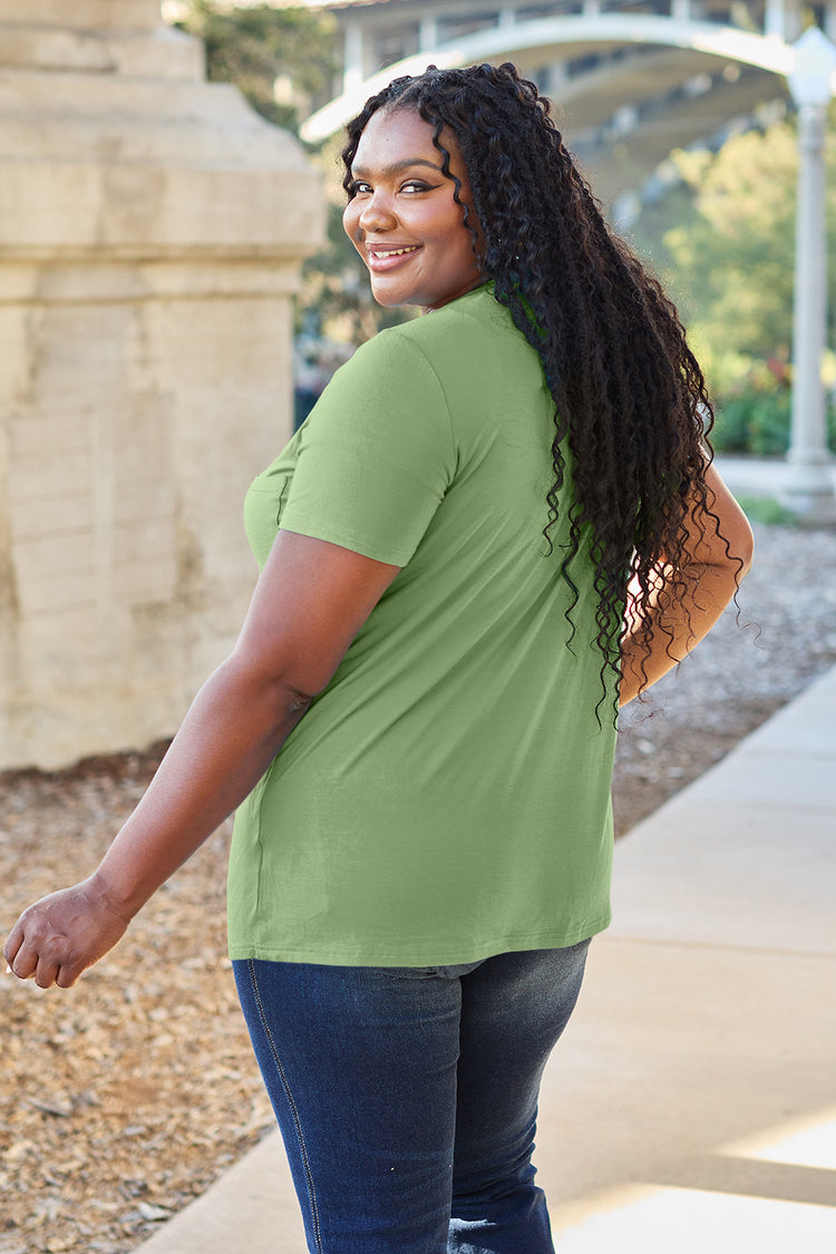 Basic Bae Bamboo Full Size V-Neck Short Sleeve T-Shirt - MyEmpired