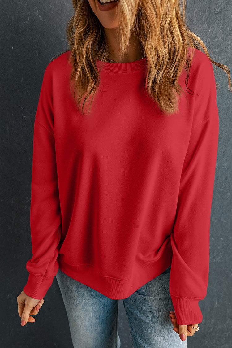Round Neck Dropped Shoulder Sweatshirt - MyEmpired