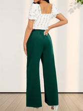 Solid Color Wide Leg Pants, Casual High Drawstring Waist Loose Pants For Spring & Summer, Women&