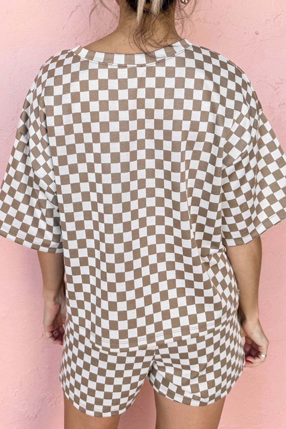 Checkered Round Neck Top and Shorts Set - MyEmpired