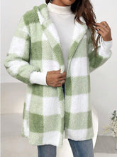 Plaid Long Sleeve Hooded Coat - MyEmpired