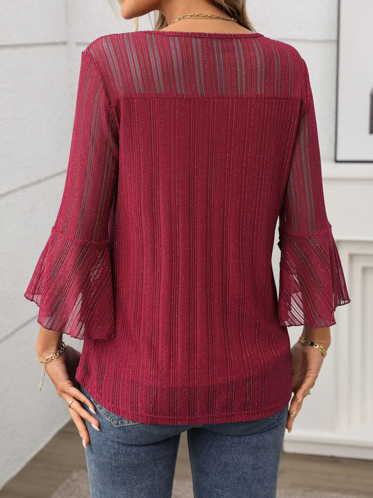 Round Neck Three-Quarter Sleeve Top - MyEmpired