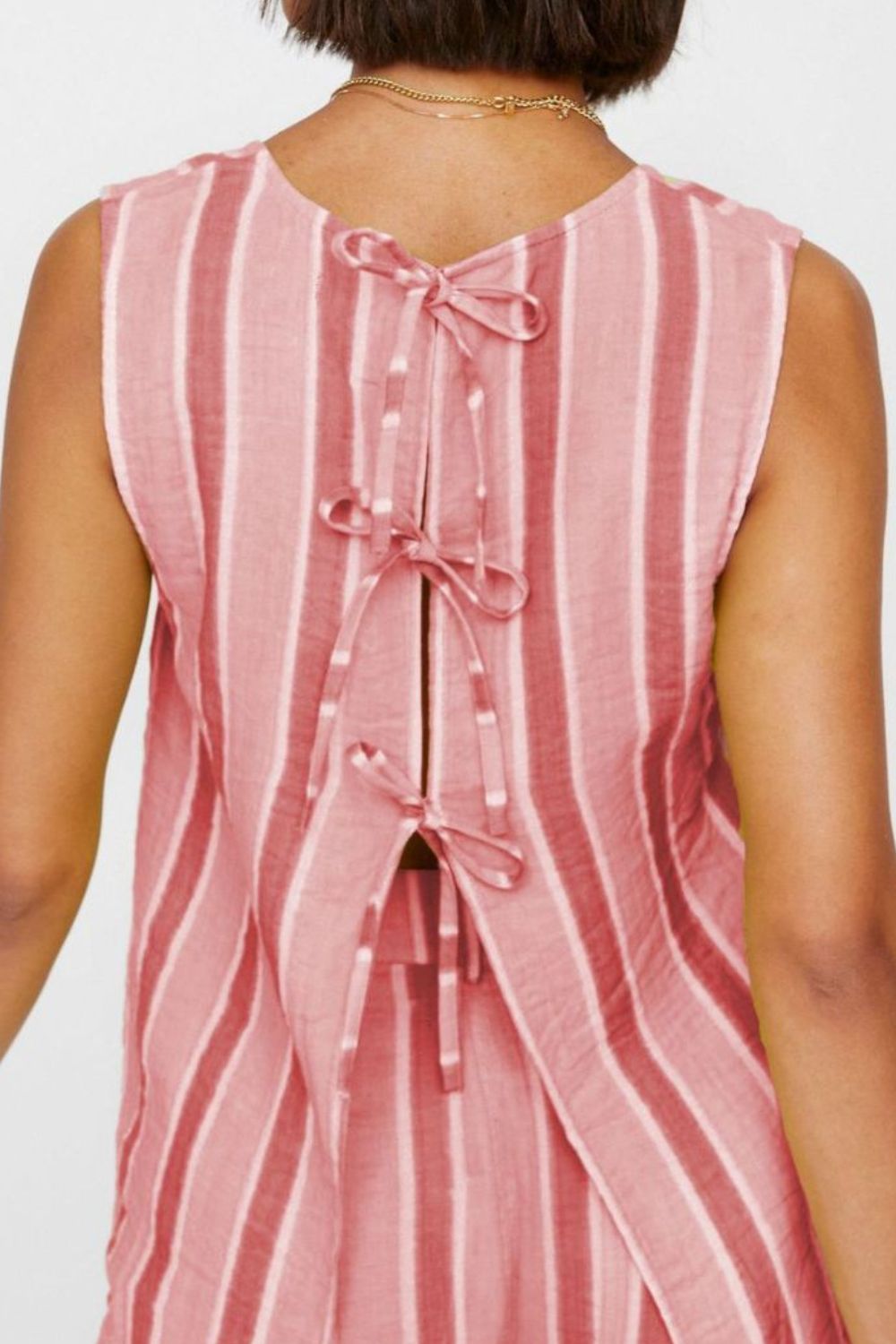 Tied Front Striped Top and Pants Set - MyEmpired