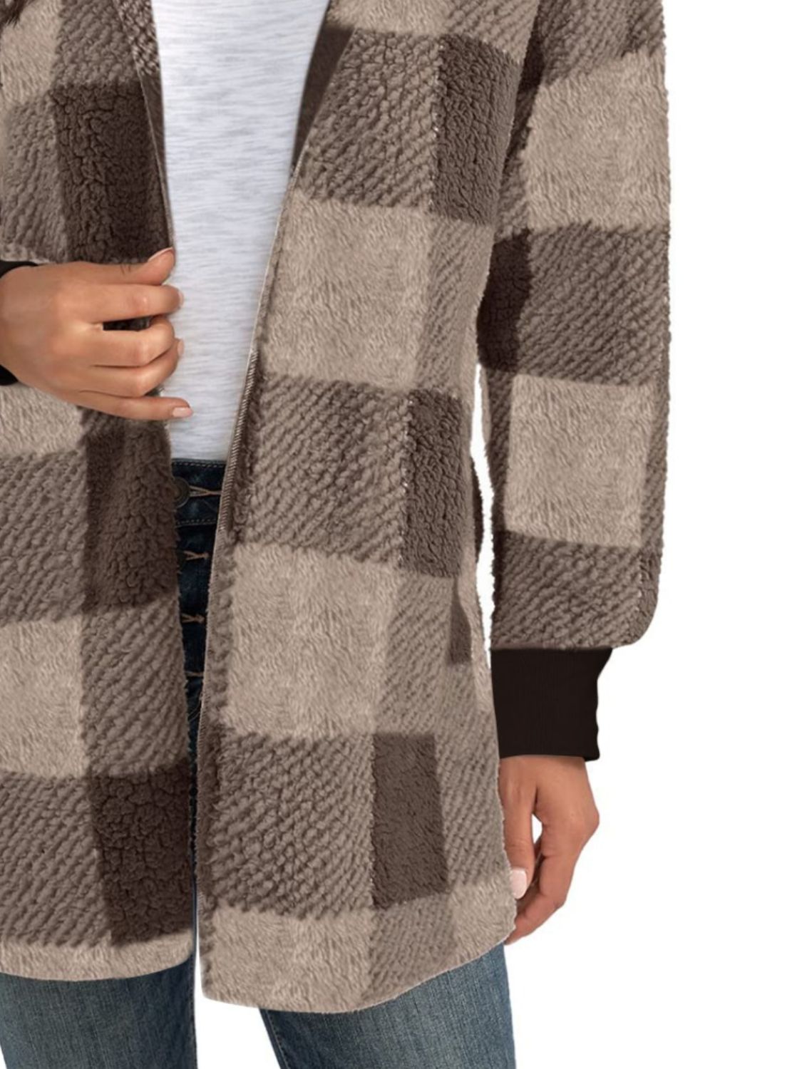Plaid Long Sleeve Hooded Coat - MyEmpired