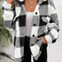 Plaid Fuzzy Fall & Winter Coat, Casual Button Front Long Sleeve Warm Outerwear, Women&